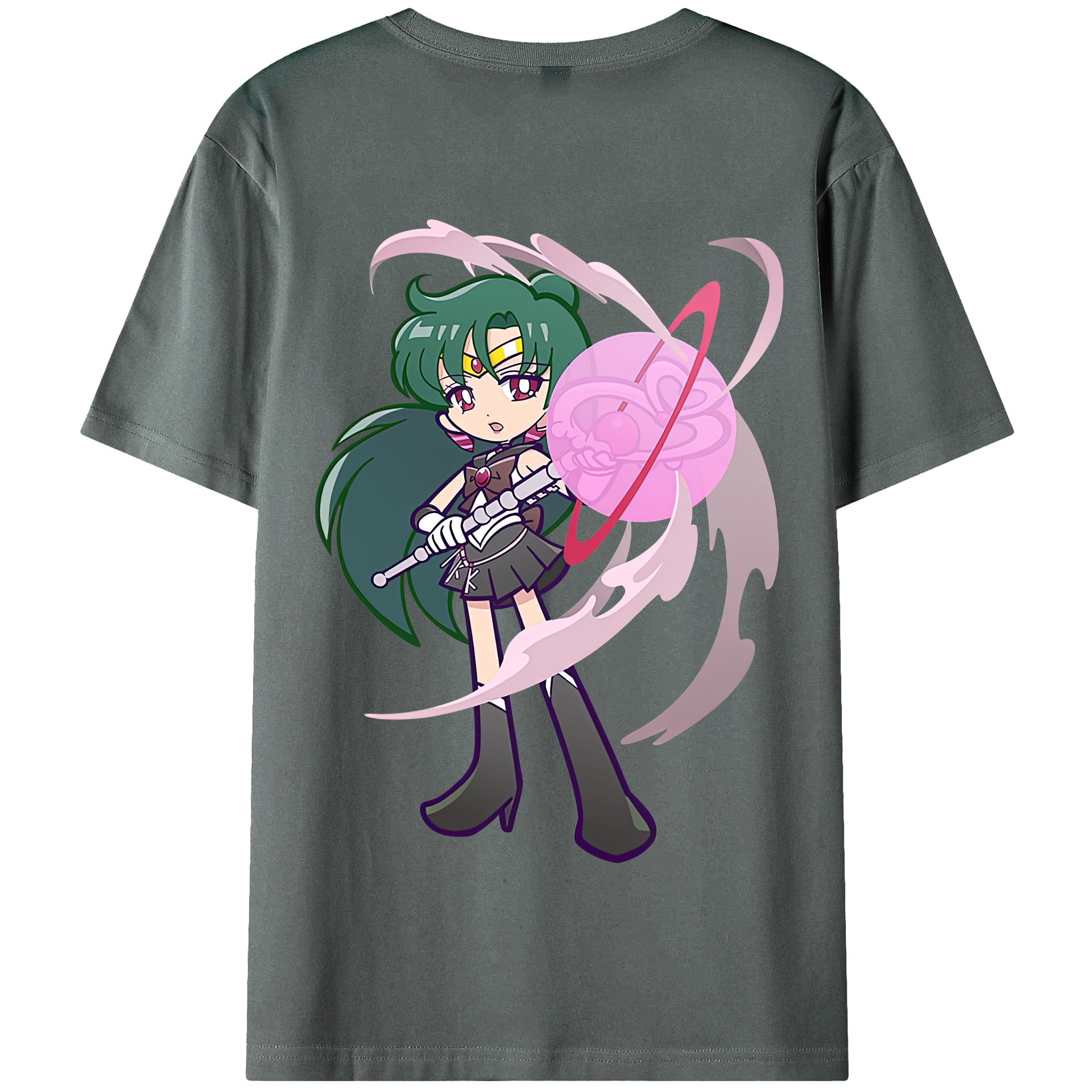 （画像用） 美少女戦士セーラームーン 冥王せつな Sailor Moon Meiou Setsuna 綿100％半袖Tシャツ（背面プリント）